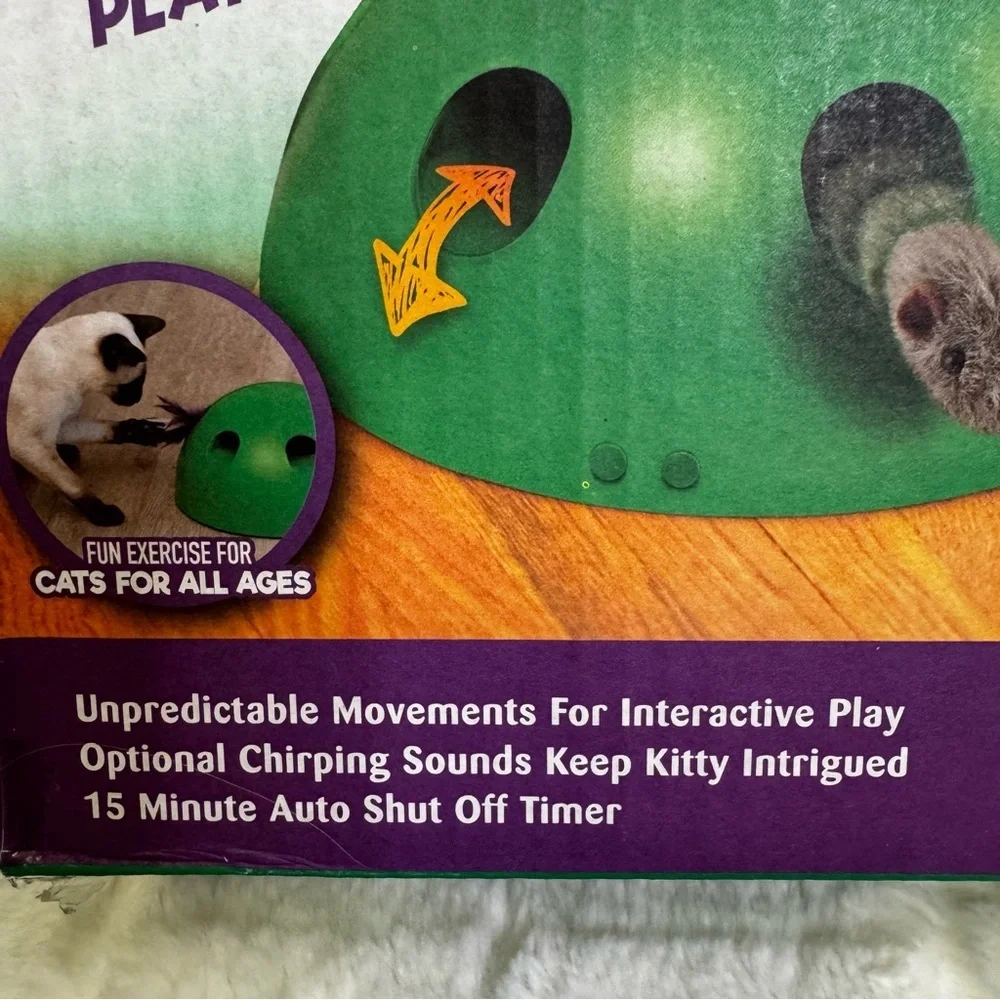 Pop N' Play Interactive Cat Toy Green Auto Shut Off Timer Three Speed Settings